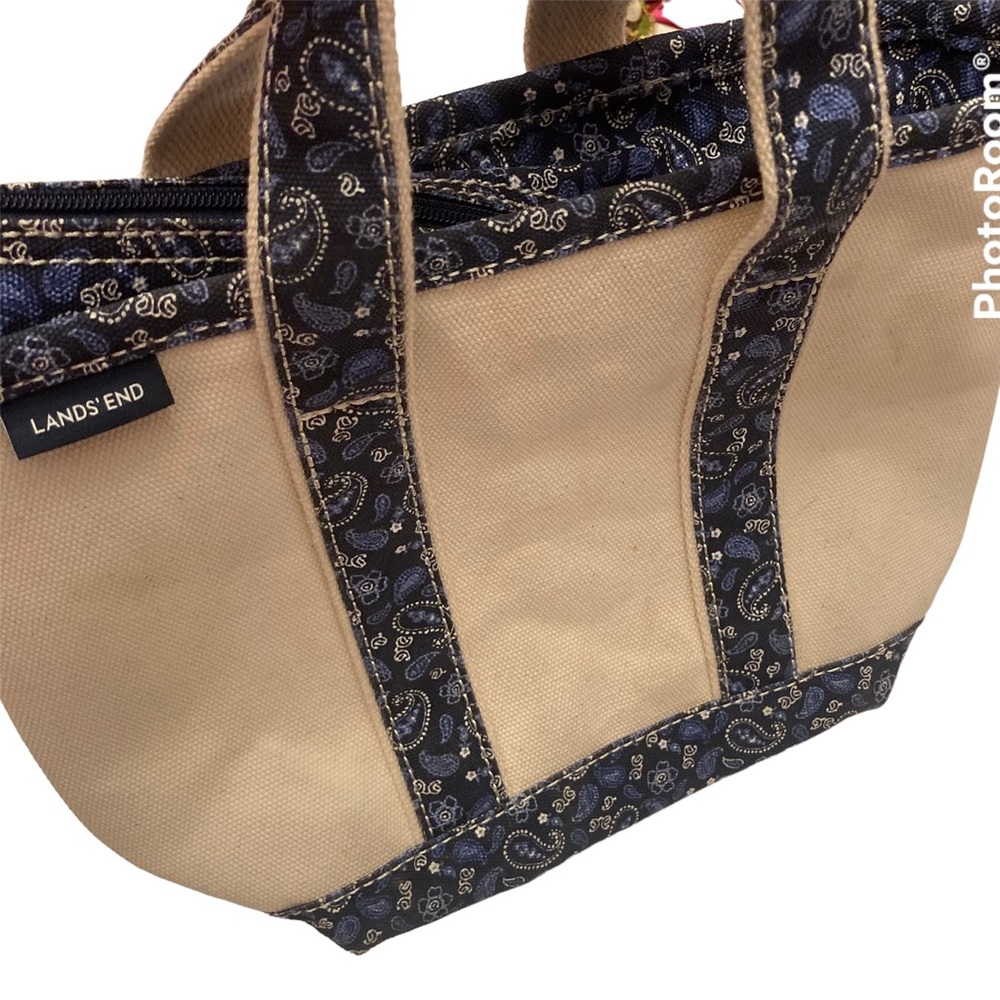 Land's End Super cute Paisley canvas mini tote bag - Picture 1 of 9